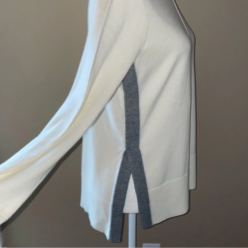 Boden Cream and Gray Crew Neck Sweater